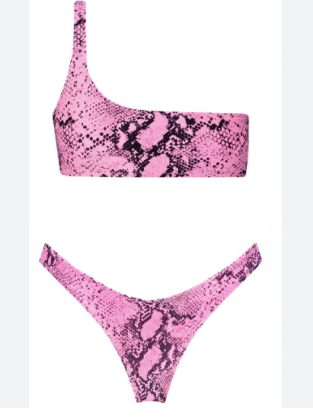 Triangl Melrose pink snake skin printed one shoulder bikini set sz xs EUC